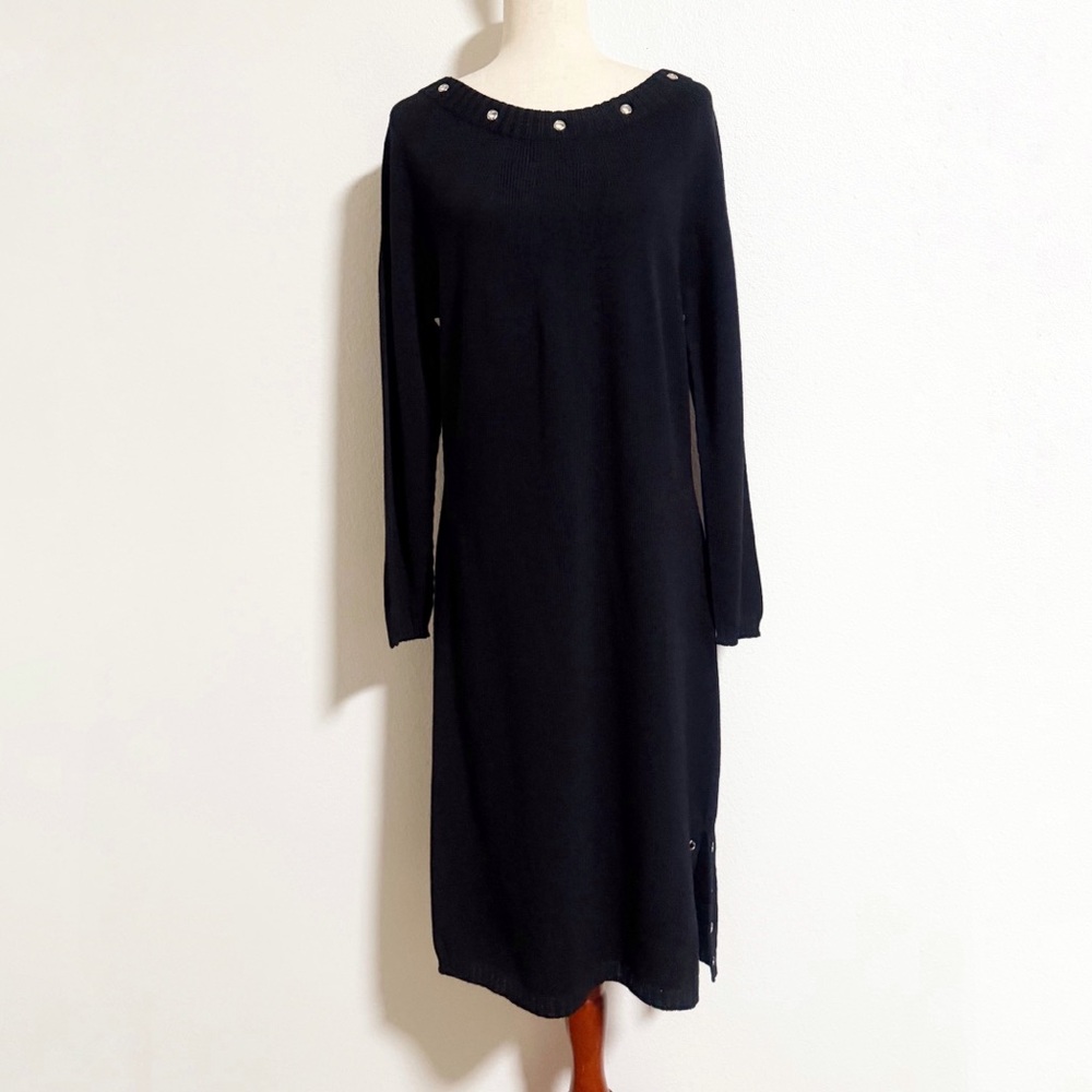 NEW St John Sport Grommet Santana Knit Midi Sweater Dress